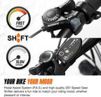 EPIKGO Electric Bike 250W Motor Powered Mountain Bicycle 26" Tire, 20MPH Adult Ebike with P.A.S and 21 Speed-Gear Shifter 36V/8AH Removable Lithium Battery
