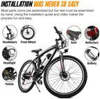 EPIKGO Electric Bike 250W Motor Powered Mountain Bicycle 26" Tire, 20MPH Adult Ebike with P.A.S and 21 Speed-Gear Shifter 36V/8AH Removable Lithium Battery