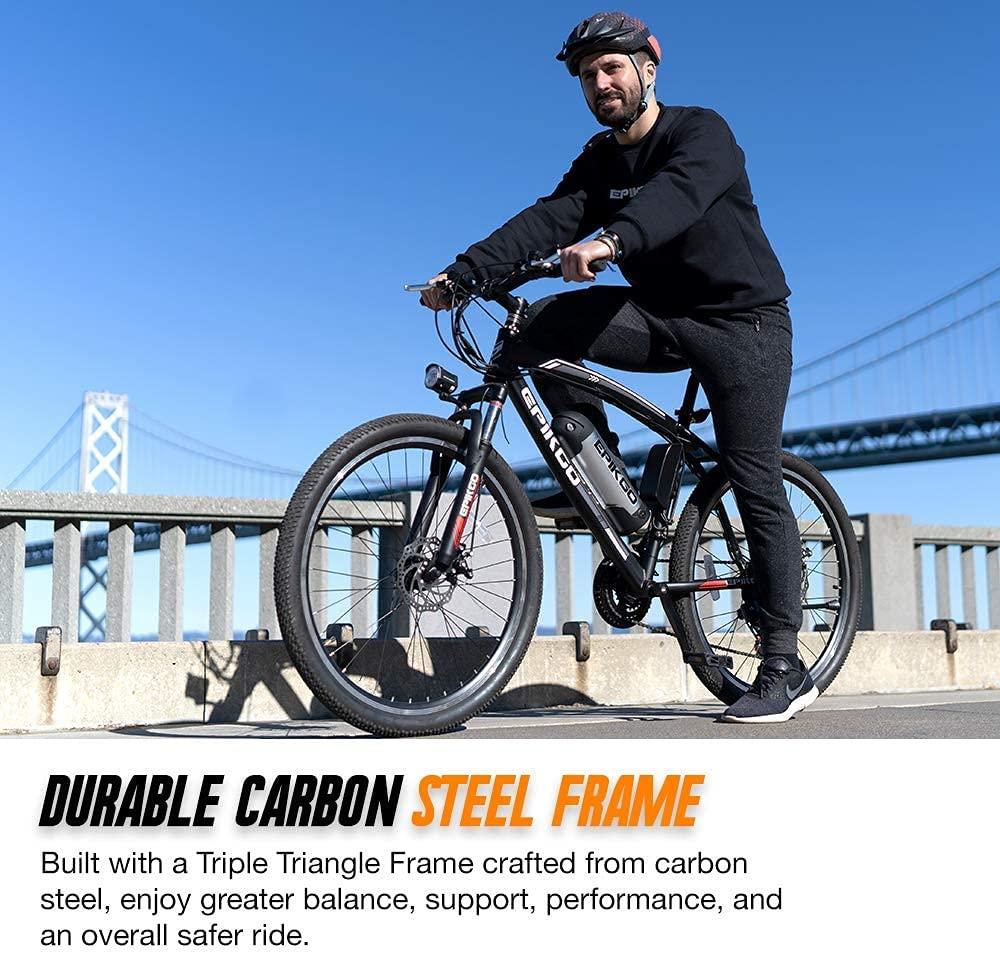 EPIKGO Electric Bike 250W Motor Powered Mountain Bicycle 26" Tire, 20MPH Adult Ebike with P.A.S and 21 Speed-Gear Shifter 36V/8AH Removable Lithium Battery