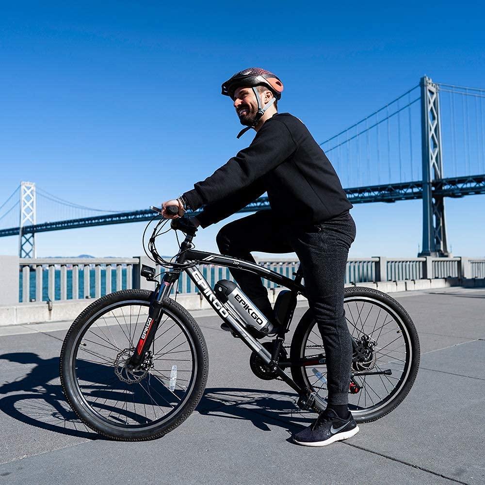 EPIKGO Electric Bike 250W Motor Powered Mountain Bicycle 26" Tire, 20MPH Adult Ebike with P.A.S and 21 Speed-Gear Shifter 36V/8AH Removable Lithium Battery