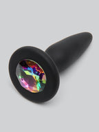 Glams Silicone Black Mini Butt Plug with Rainbow Crystal 3 Inch, Rainbow
