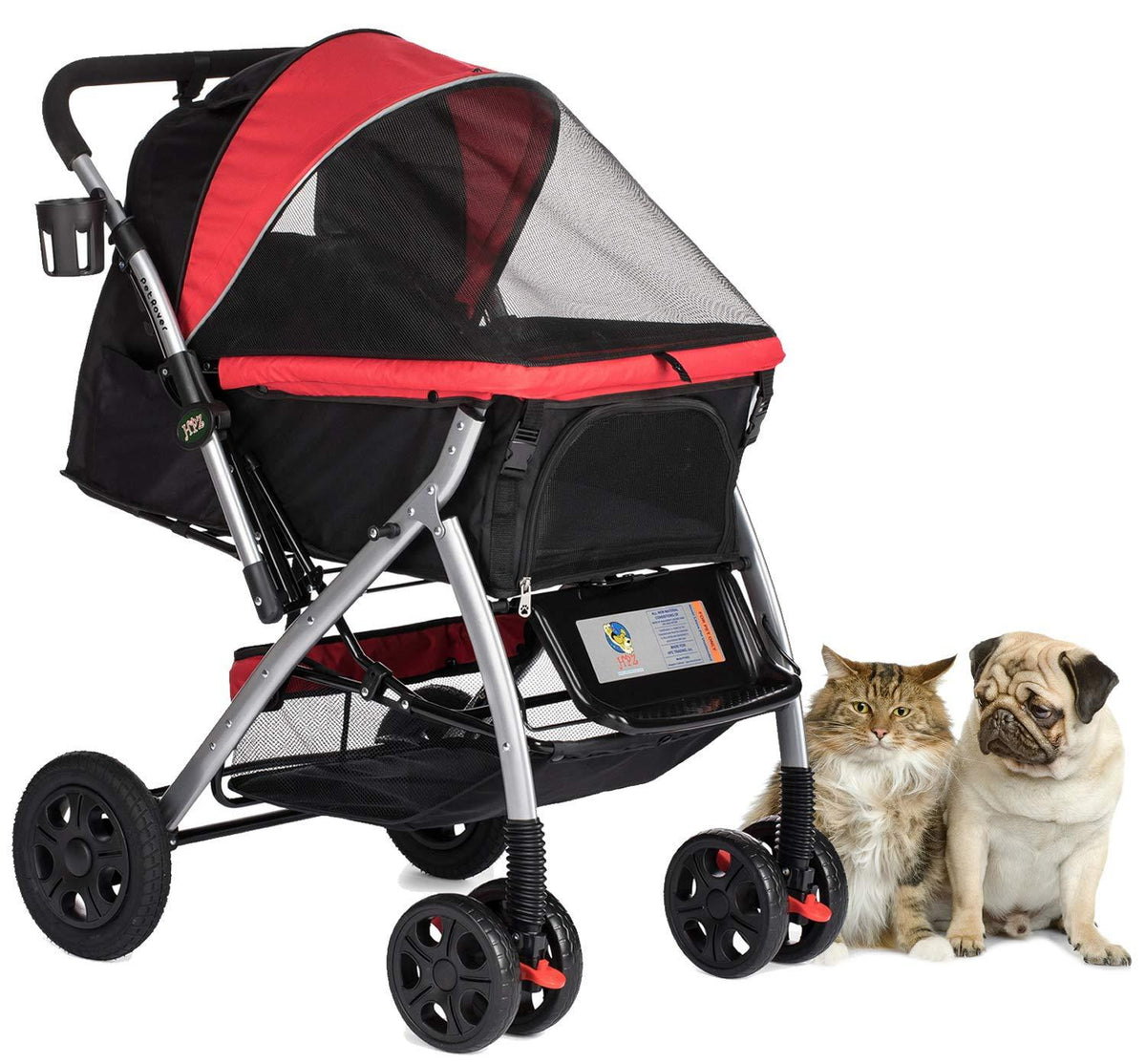 HPZ Pet Rover Premium Heavy Duty Dog/Cat/Pet Stroller Travel Carriawith Convertible Compartment/Zipperless Entry/Reversible Handlebar/Pump-Rubber Tires for Small, Medium, LarPets