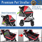 HPZ Pet Rover Premium Heavy Duty Dog/Cat/Pet Stroller Travel Carriawith Convertible Compartment/Zipperless Entry/Reversible Handlebar/Pump-Rubber Tires for Small, Medium, LarPets