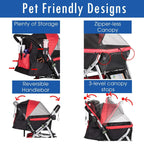 HPZ Pet Rover Premium Heavy Duty Dog/Cat/Pet Stroller Travel Carriawith Convertible Compartment/Zipperless Entry/Reversible Handlebar/Pump-Rubber Tires for Small, Medium, LarPets