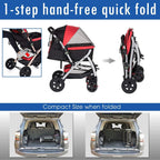 HPZ Pet Rover Premium Heavy Duty Dog/Cat/Pet Stroller Travel Carriawith Convertible Compartment/Zipperless Entry/Reversible Handlebar/Pump-Rubber Tires for Small, Medium, LarPets