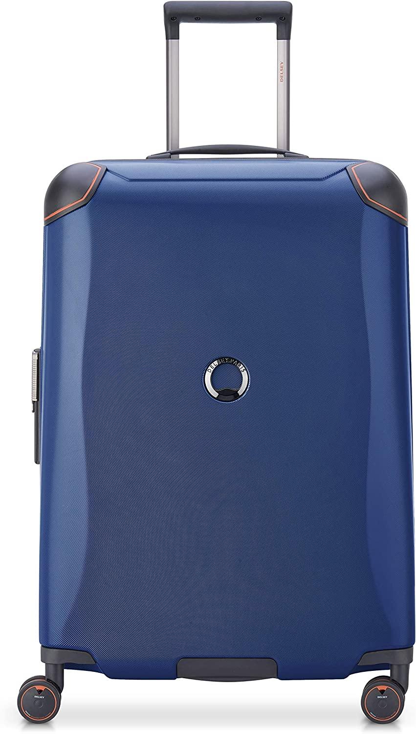 Cactus Hardside Luggage with Spinner Wheels, Navy, Checked-Medium 24 Inch