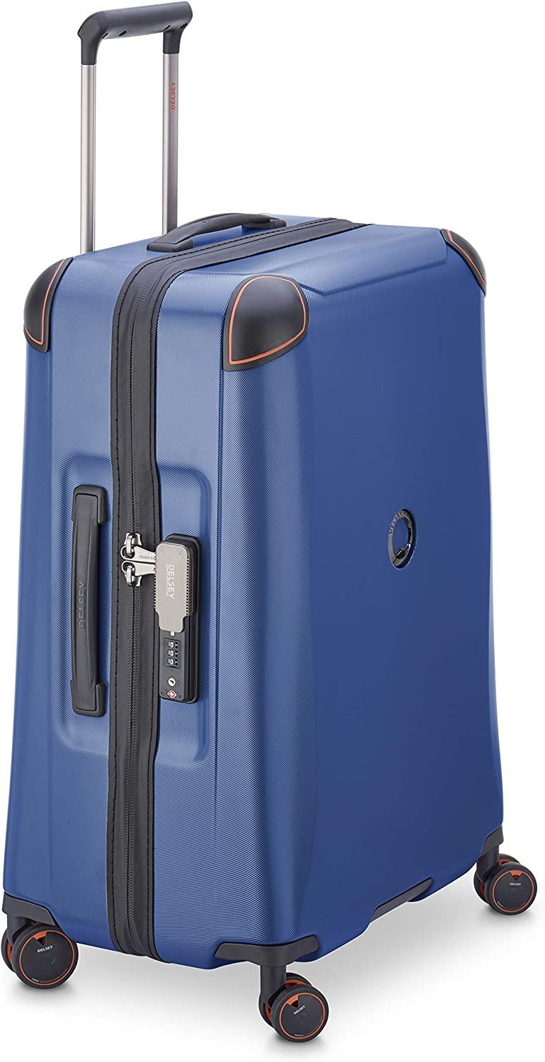 Cactus Hardside Luggage with Spinner Wheels, Navy, Checked-Medium 24 Inch