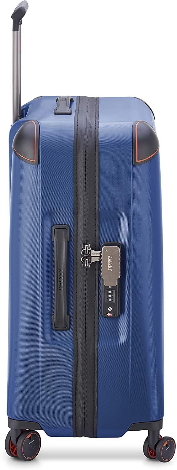 Cactus Hardside Luggage with Spinner Wheels, Navy, Checked-Medium 24 Inch