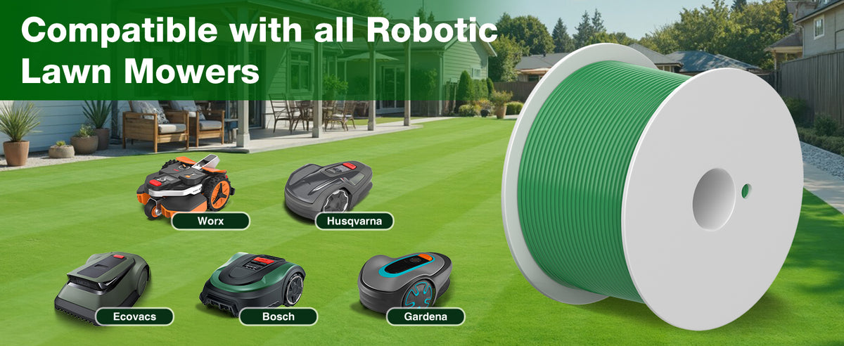 150m/492ft Boundary Cable for Robot Lawnmower, Garden Wire Accessory Set, with 50 Pegs, 10 Cable Connectors, 20 Sets of Connection Terminal, Universal Boundary Wire, Compatible with /Worx