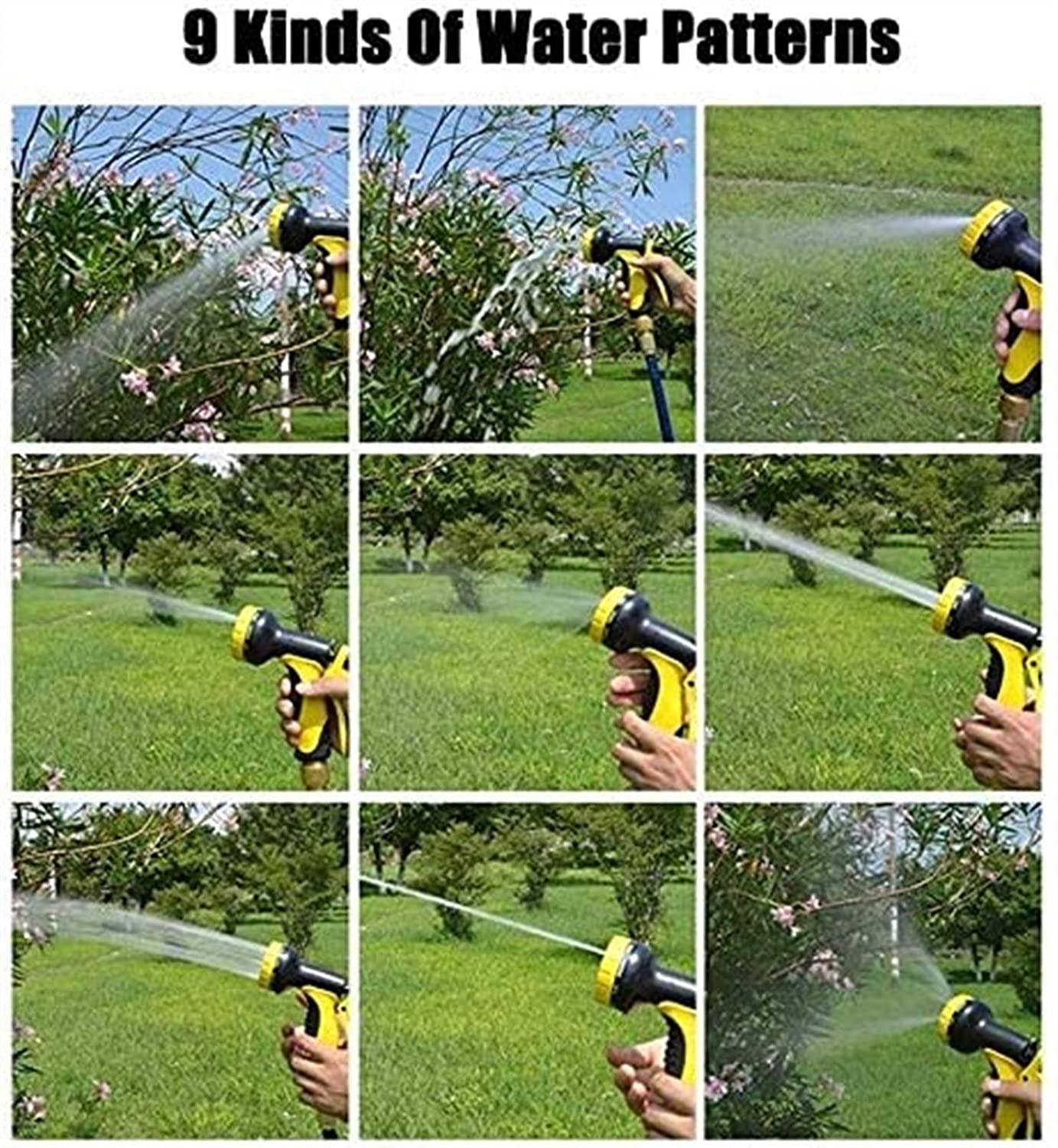 HMBB Garden Hose Nozzles, Upgraded Portable Expandable Water Hose Extensible Magic Flexible Garden Watering Hose High Pressure Car Wash Spray Gun Nozzle Gardening Rubber Hoses