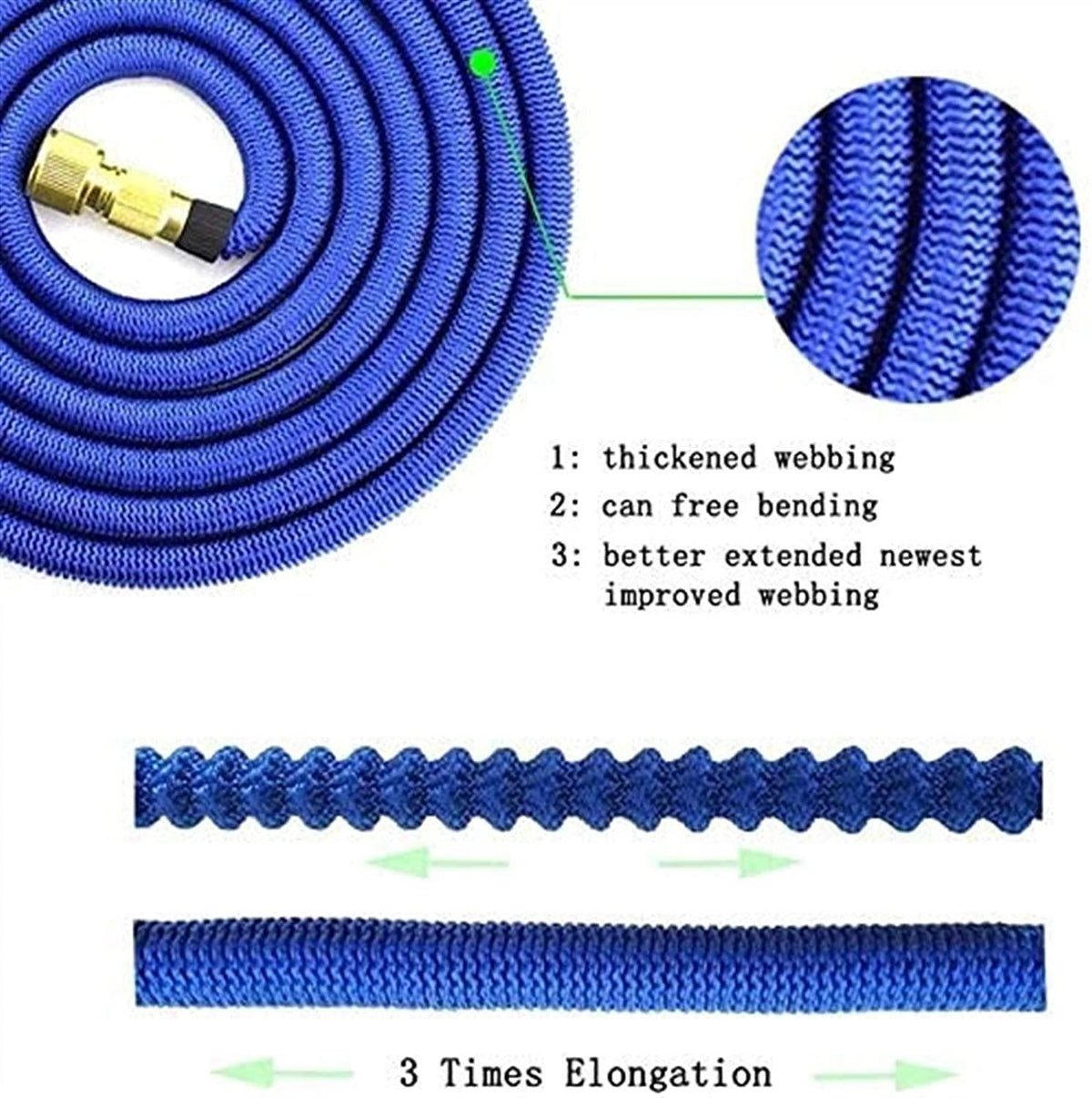 HMBB Garden Hose Nozzles, Upgraded Portable Expandable Water Hose Extensible Magic Flexible Garden Watering Hose High Pressure Car Wash Spray Gun Nozzle Gardening Rubber Hoses