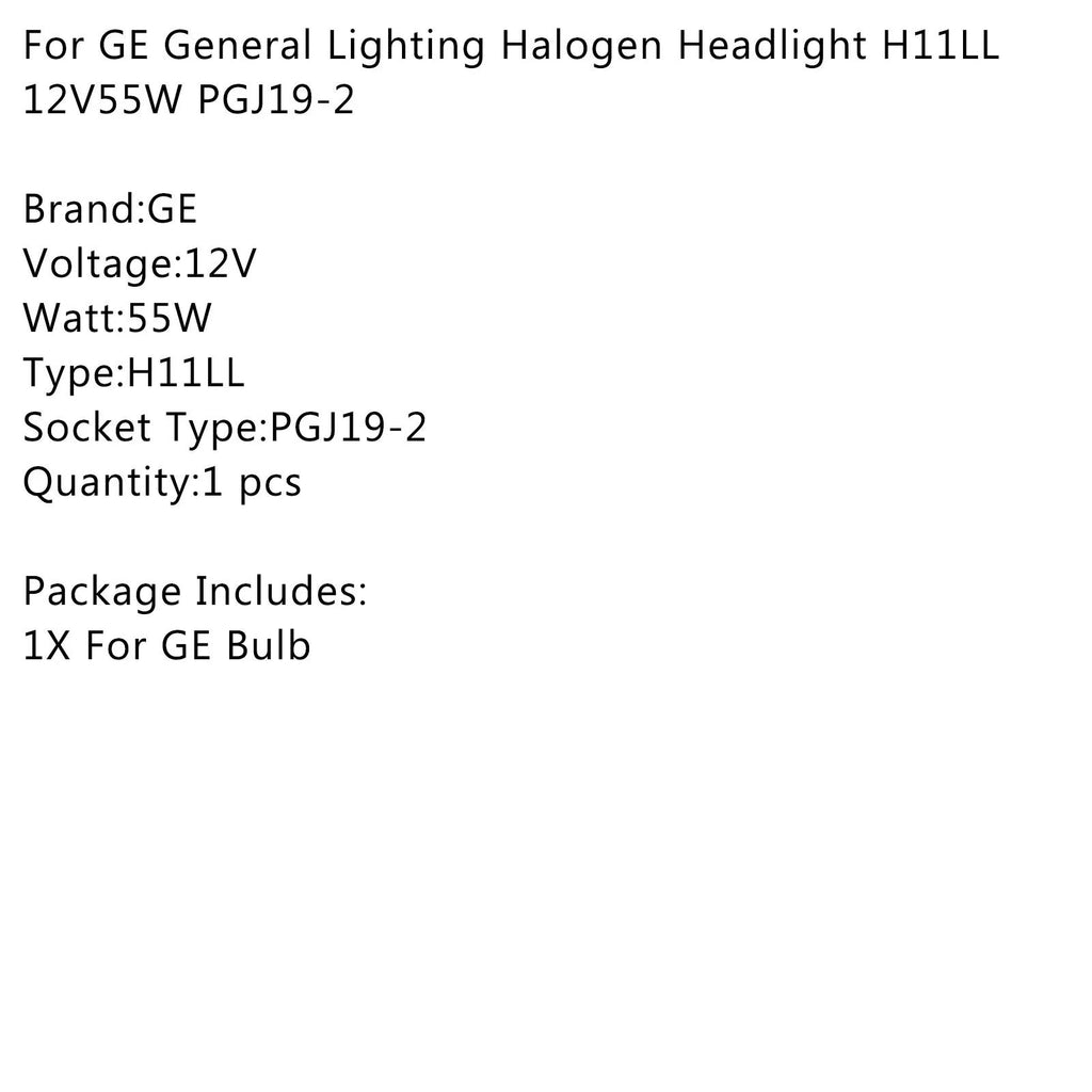 For GE General Lighting Halogen Headlight H11LL 12V55W PGJ19-2 Generic