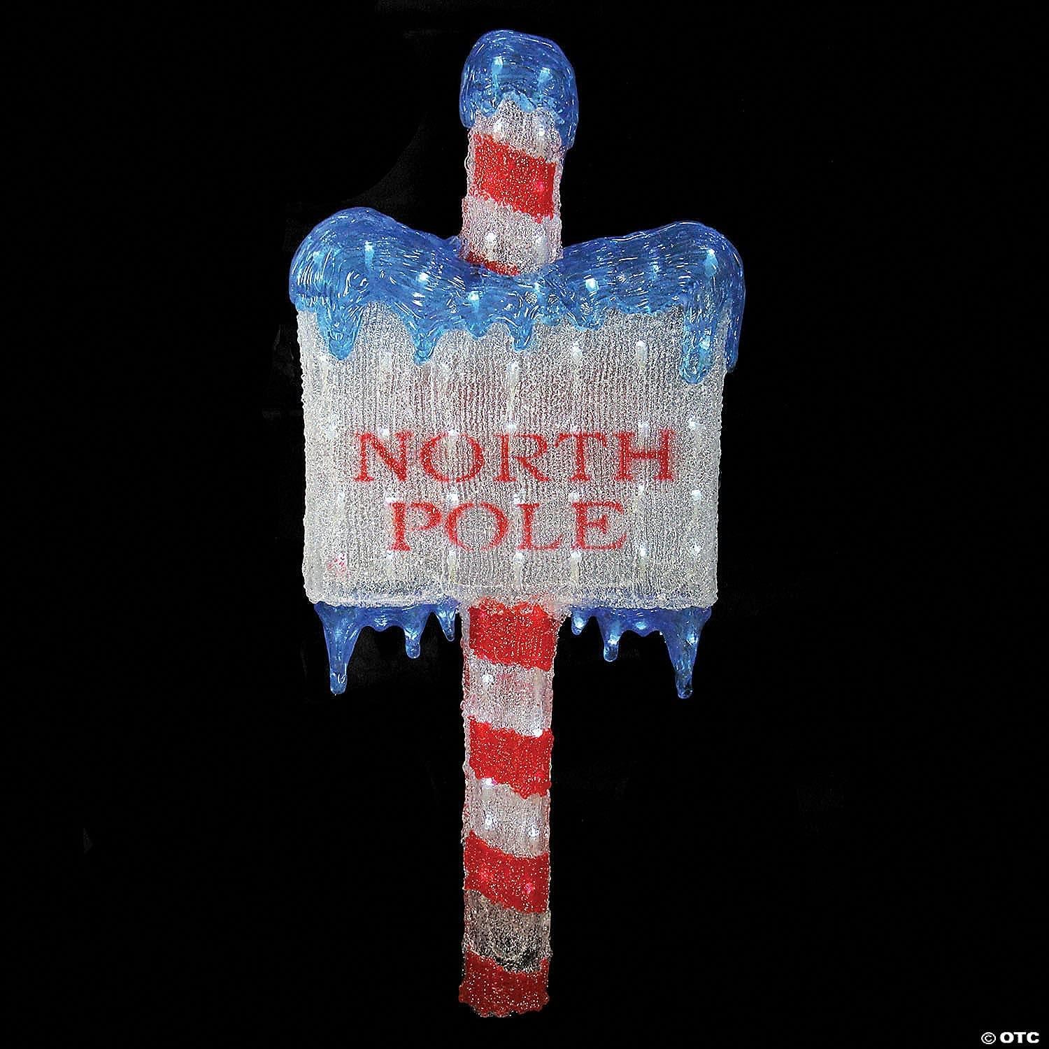 33" Lighted Commercial Grade Acrylic"North Pole" Christmas Sign Display Decoration
