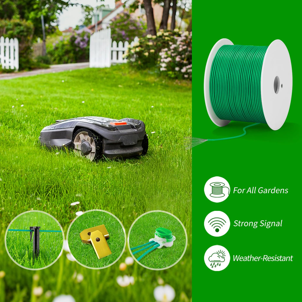 100m/328ft Universal Lawnmower Boundary Wire Contains 50x Lawn Pegs+10x Wire Connectors+9X ium Blades Robotic Lawnmower Wire Compatible with //Worx