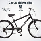 Schwinn Suburban Mens Classic Comfort Bike, 26-Inch Wheels, 7 Speed Drivetrain, 18-Inch Steel Frame, Alloy Linear Hand Brakes, Black
