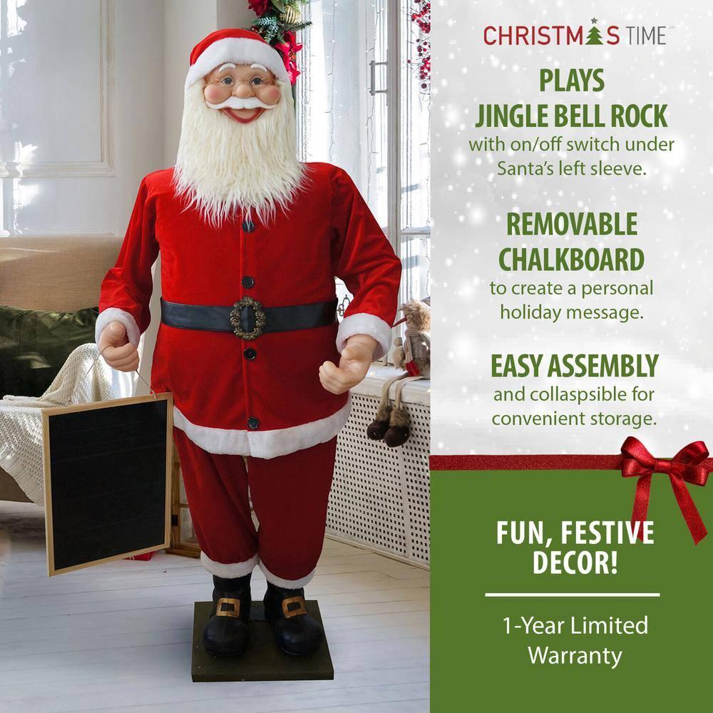 58 in. Christmas Musical Santa Claus Holding a Chalkboard