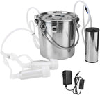 electric milking machine,5l portable electric vacuum pulsation suction pump milker machine livestock household domestic farm milking supplies for cow goat sheep (cow)