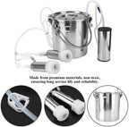 electric milking machine, portable automatic pulsation vacuum pump milker with 5l stainless steel bucket &amp; 2 teat cups, food grade cow and goat milking machine for farm, livestock use(for cow #1)