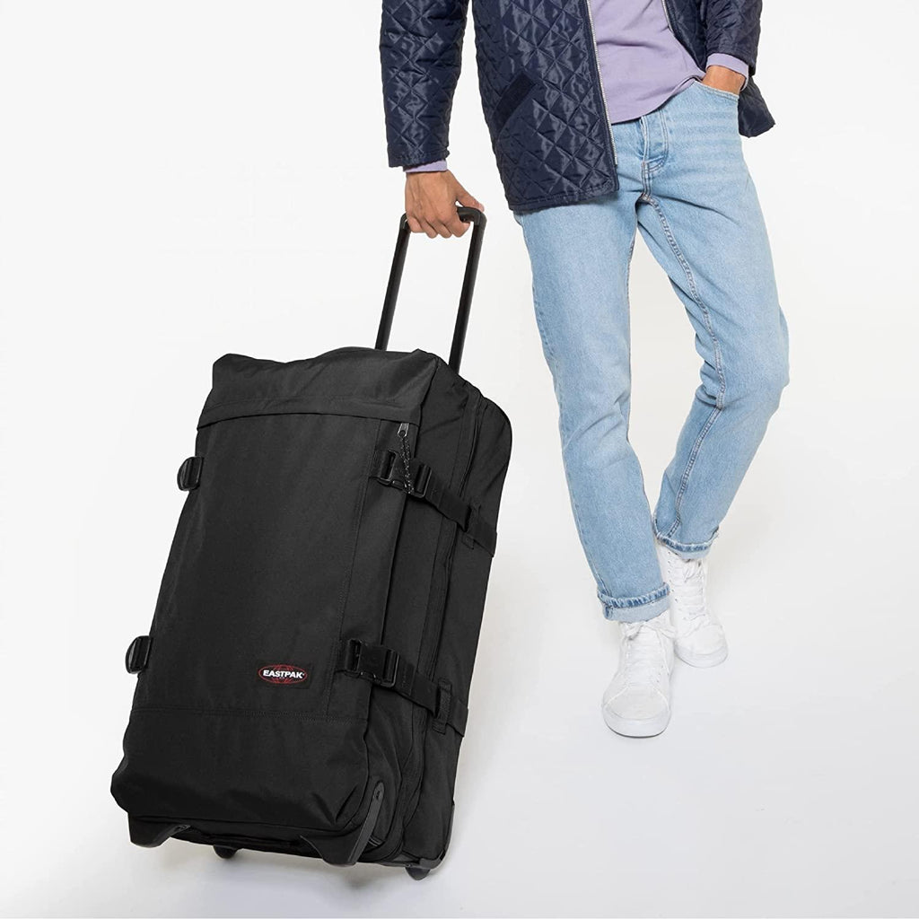 Tranverz - Suitcase with Wheels - Rolling Luggage for Travel with TSA Lock, 2 Wheels, 2 Compartments, and Compression Straps - M, Black