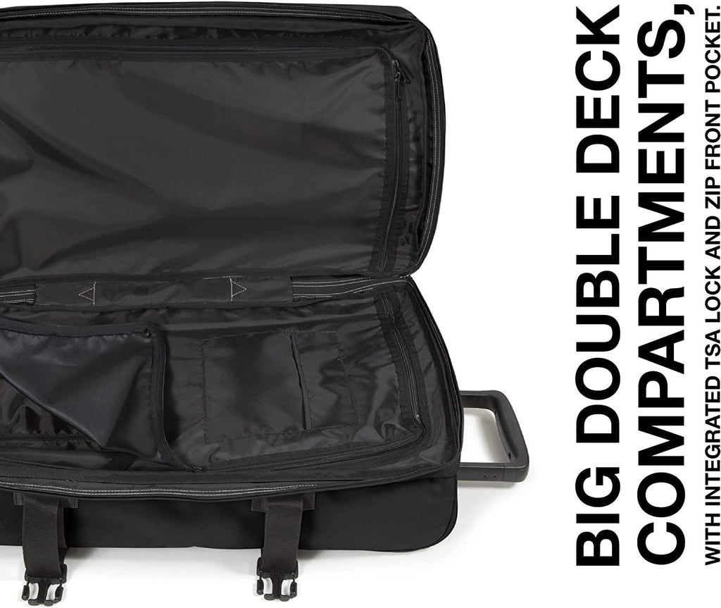 Tranverz - Suitcase with Wheels - Rolling Luggage for Travel with TSA Lock, 2 Wheels, 2 Compartments, and Compression Straps - M, Black
