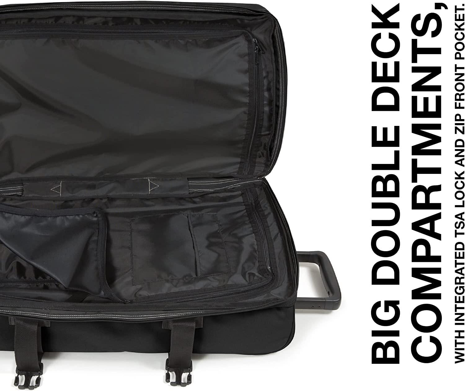 Tranverz - Suitcase with Wheels - Rolling Luggage for Travel with TSA Lock, 2 Wheels, 2 Compartments, and Compression Straps - M, Black
