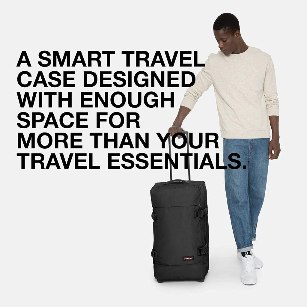 Tranverz - Suitcase with Wheels - Rolling Luggage for Travel with TSA Lock, 2 Wheels, 2 Compartments, and Compression Straps - M, Black
