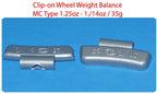 1000 Pcs CLIP-ON Wheel Weight  MC Type 1.25 1.1/4oz  35g Total 1250oz