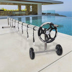 stainless steel solar cover reel swimming pools 18 feet wide inground gray new