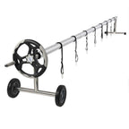 stainless steel solar cover reel swimming pools 18 feet wide inground gray new
