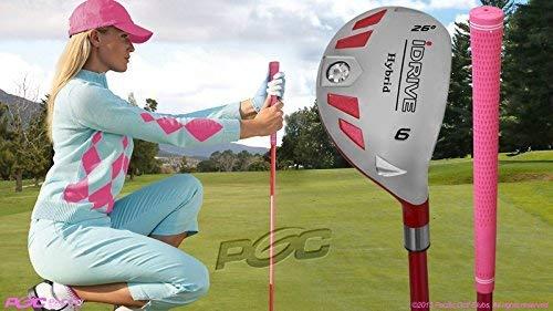 Women's iDrive Golf Clubs All Ladies Pink Hybrid Complete Full Set which Includes: #5, 6, 7, 8, 9, PW +SW Lady Flex Right Handed Utility L Flex Club
