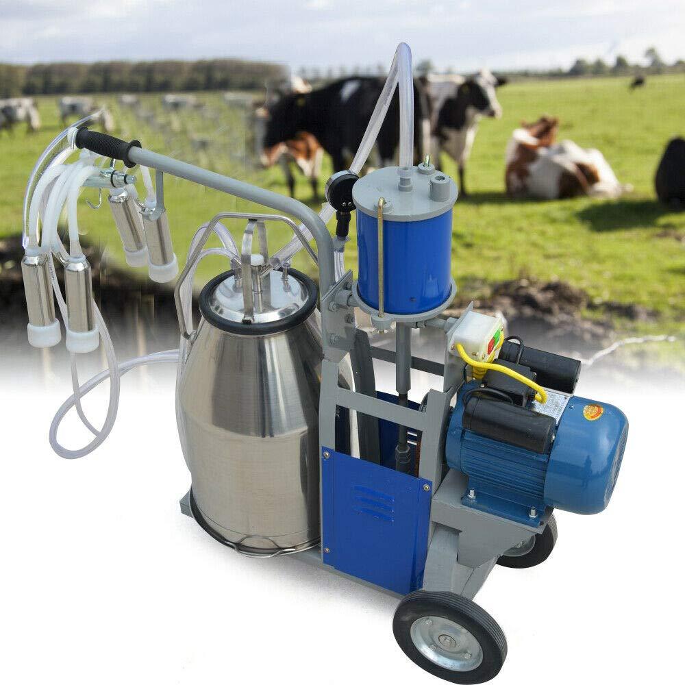 tbvechi milking machine, 25l electric milking machine piston vacuum pump milking pump with bucket, stainless steel cow milking machine milking equipment milker machine
