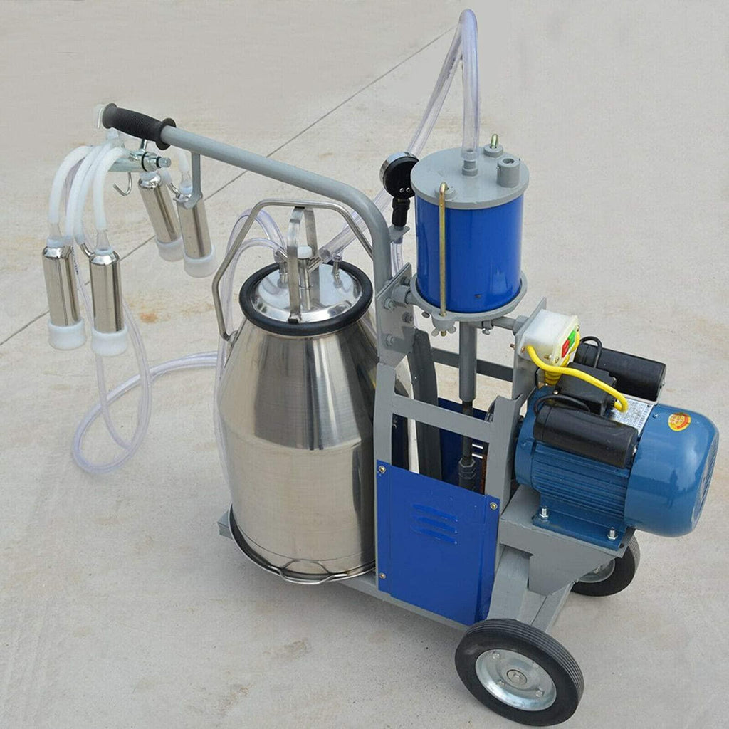 tbvechi milking machine, 25l electric milking machine piston vacuum pump milking pump with bucket, stainless steel cow milking machine milking equipment milker machine