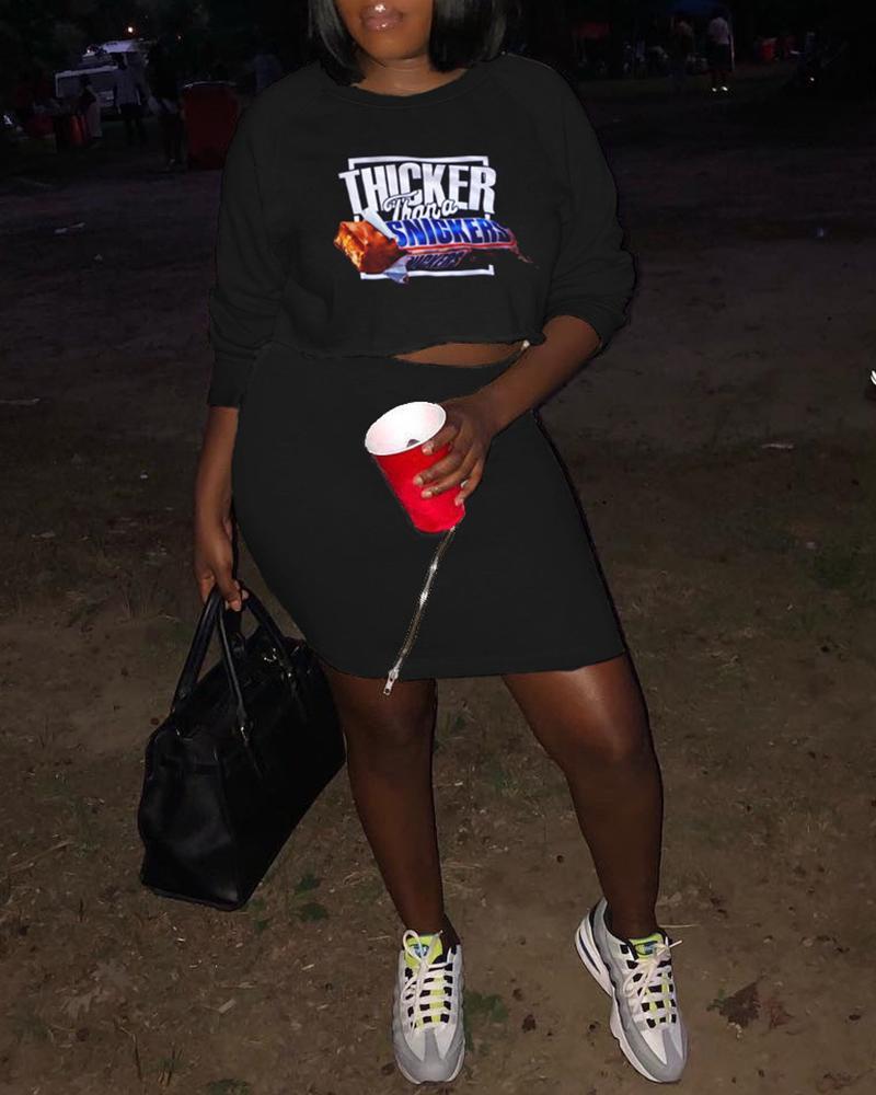 cartoon letter print long sleeve casual sweatshirt