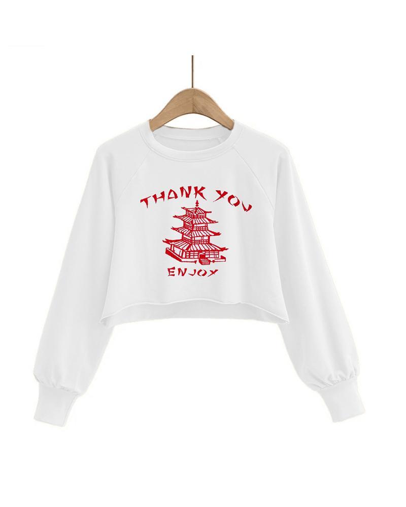 cartoon letter print long sleeve casual sweatshirt