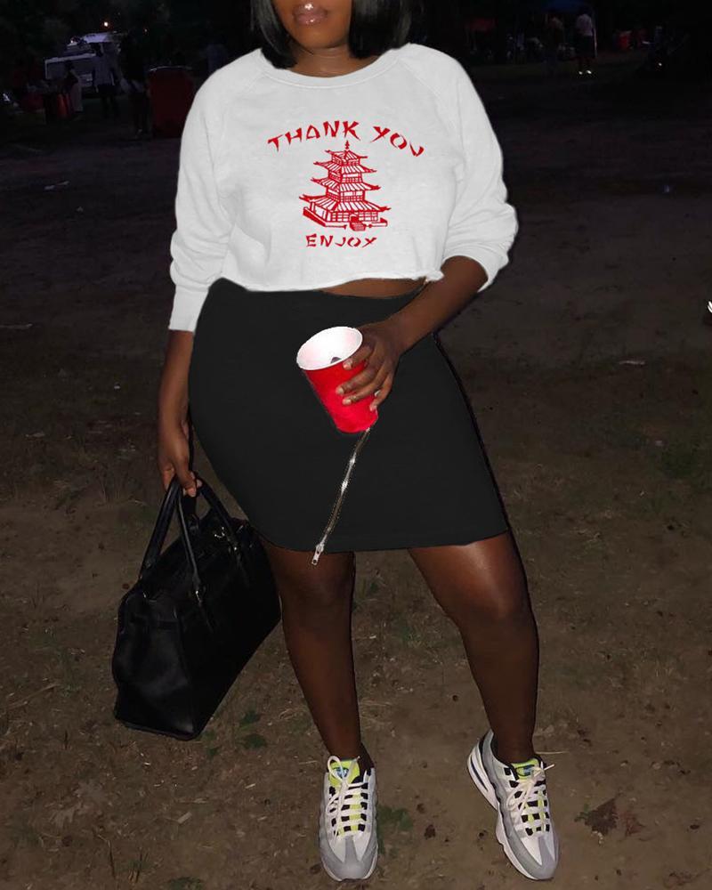 cartoon letter print long sleeve casual sweatshirt