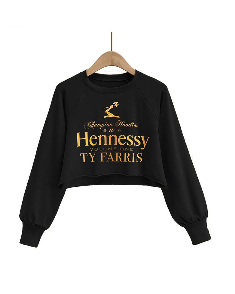 cartoon letter print long sleeve casual sweatshirt