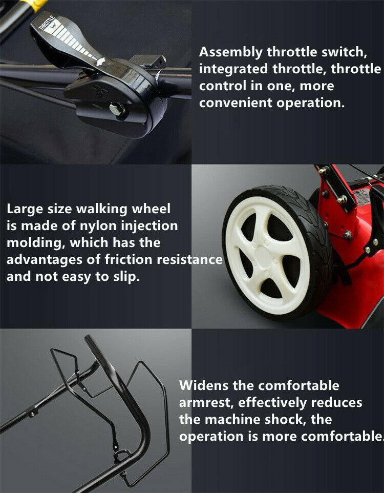 Simple Hand Push Self Propelled Lawn Mower Gasoline Four Stroke Farm 173cc
