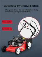 Simple Hand Push Self Propelled Lawn Mower Gasoline Four Stroke Farm 173cc