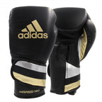 Adi-Speed 501 Pro Boxing and Kickboxing Gloves for Women &amp; Men- 12oz, Black/Gold/Silver