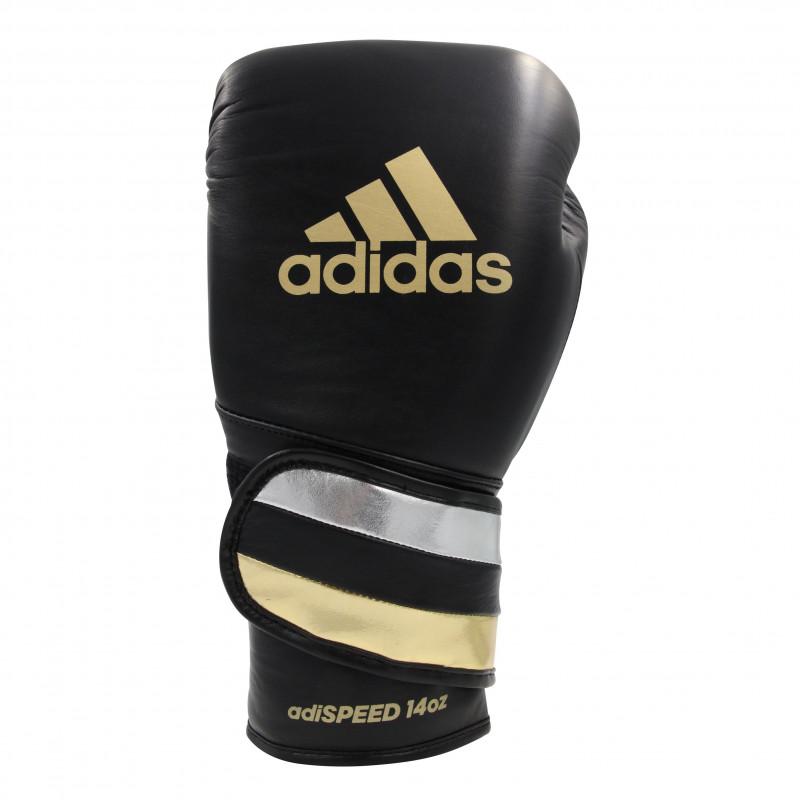 Adi-Speed 501 Pro Boxing and Kickboxing Gloves for Women &amp; Men- 12oz, Black/Gold/Silver