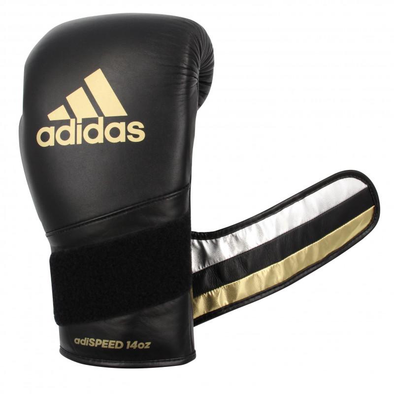Adi-Speed 501 Pro Boxing and Kickboxing Gloves for Women &amp; Men- 12oz, Black/Gold/Silver