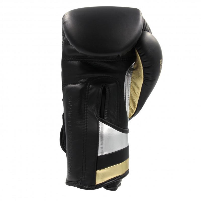 Adi-Speed 501 Pro Boxing and Kickboxing Gloves for Women &amp; Men- 12oz, Black/Gold/Silver