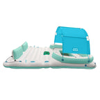 Comfy Floats 91464VM 13 Foot Misting Party Platform Inflatable Summer Float for Pool, Lake, River Fits 6 People, White/Aqua Blue