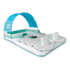 Comfy Floats 91464VM 13 Foot Misting Party Platform Inflatable Summer Float for Pool, Lake, River Fits 6 People, White/Aqua Blue