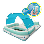 Comfy Floats 91464VM 13 Foot Misting Party Platform Inflatable Summer Float for Pool, Lake, River Fits 6 People, White/Aqua Blue
