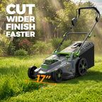 40V Cordless Lawn Mower, 17 Inch Electric Battery Powered Lawn Mower with 2x4.0Ah Batteries, 6 Height Adjustment, 50L Grass Bag, 1200W Brushless Motor, 40min Runtime for 500㎡ Yard