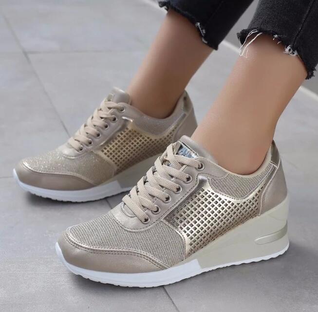 Ladies Leopard Platform Sneakers Shoes
