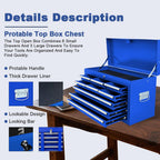 13-Drawer Rolling Tool Chest, 2 in 1 Detachable Metal Tool Cabinet with Lock & Wheels, Heavy-Duty Tool StoraOrganizer for Garage, Workshop, Auto Repair & Home(Blue)