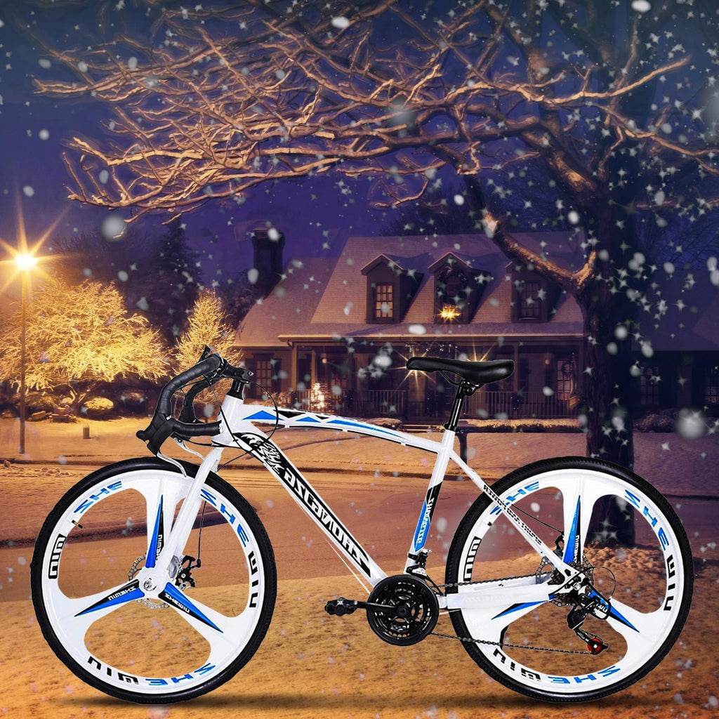 HTNBO 21 Speed Shifting System Road Bike Frame 700C Wheel Adult Road Bicycle for Men And Women,White