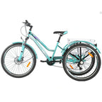 24"/26" Adult Mountain Tricycle, 7 Speed 3 Wheel Cruiser Bicycle, Cyan Exercise Women's Trike, Rear StoraBasket